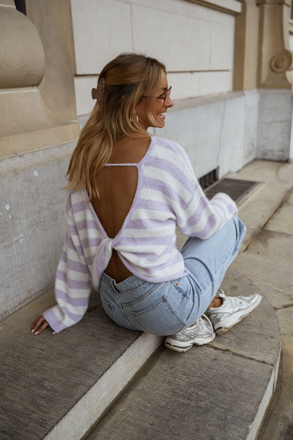 Pull Joha à lignes - lilas