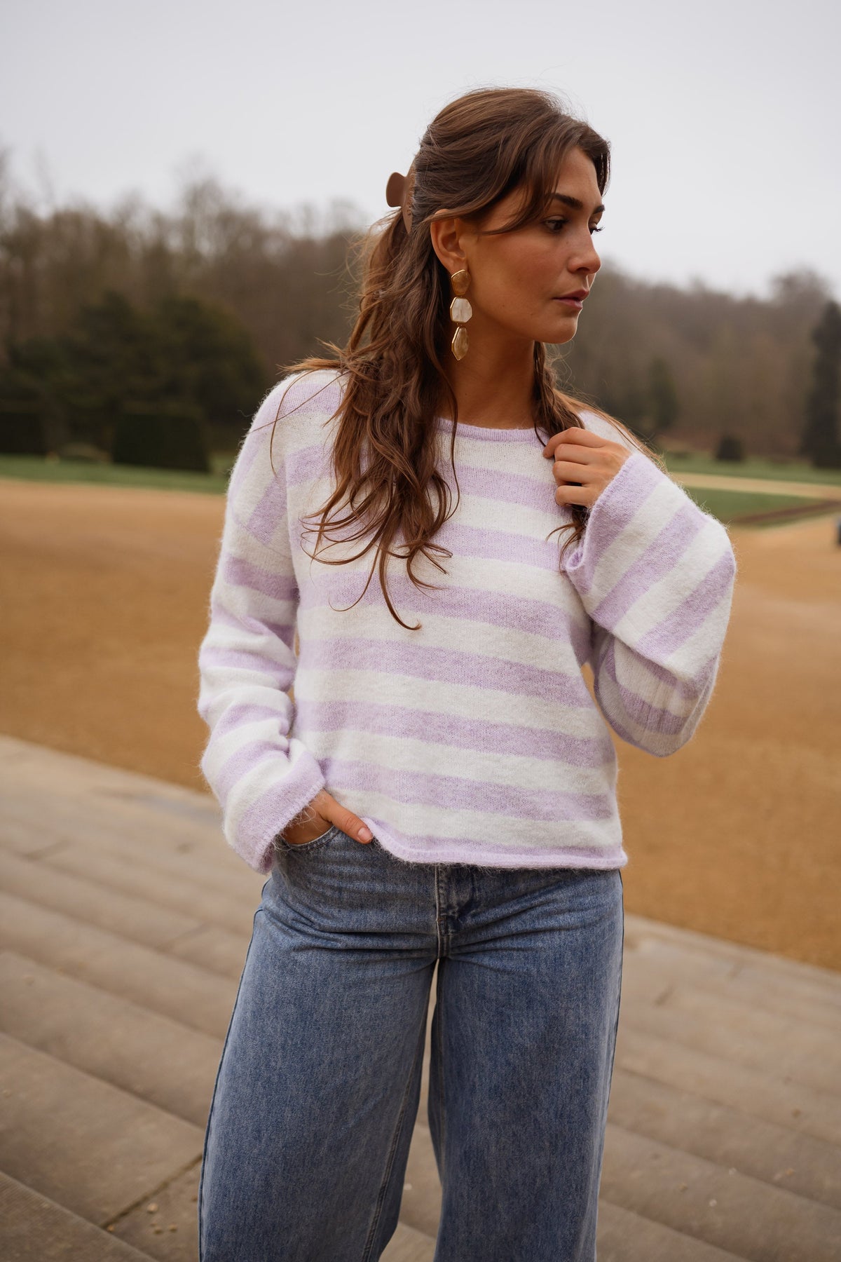 Pull Joha à lignes - lilas