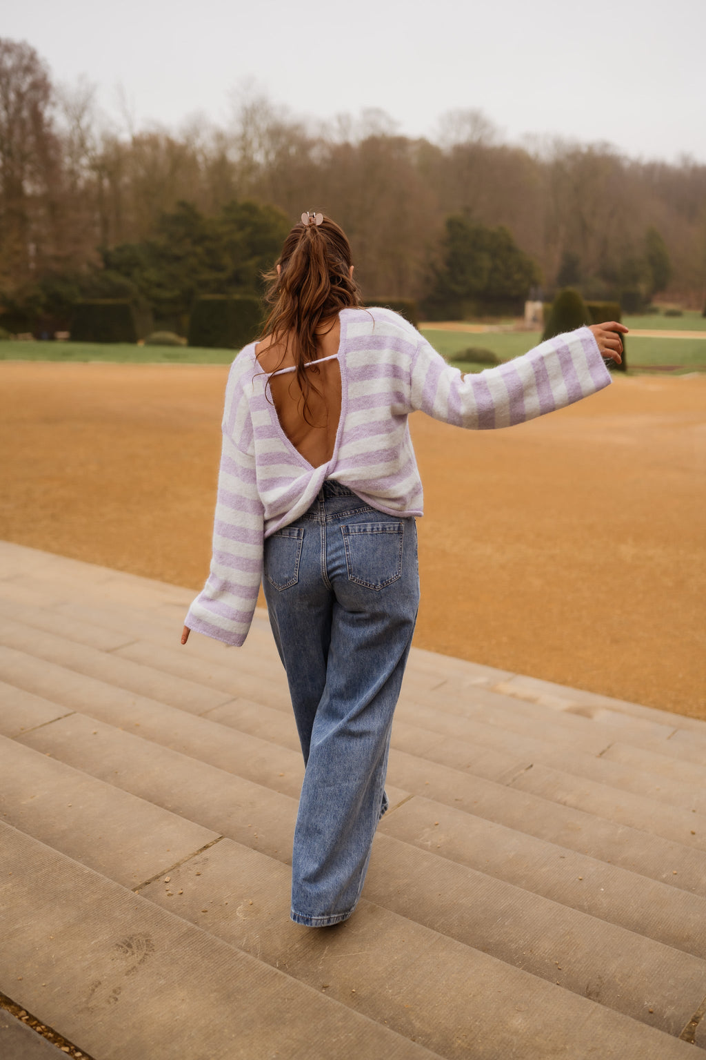 Pull Joha à lignes - lilas