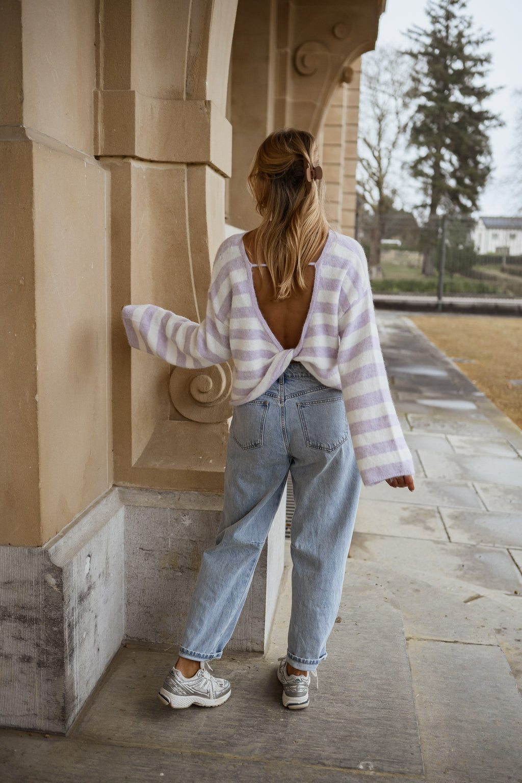 Pull Joha à lignes - lilas