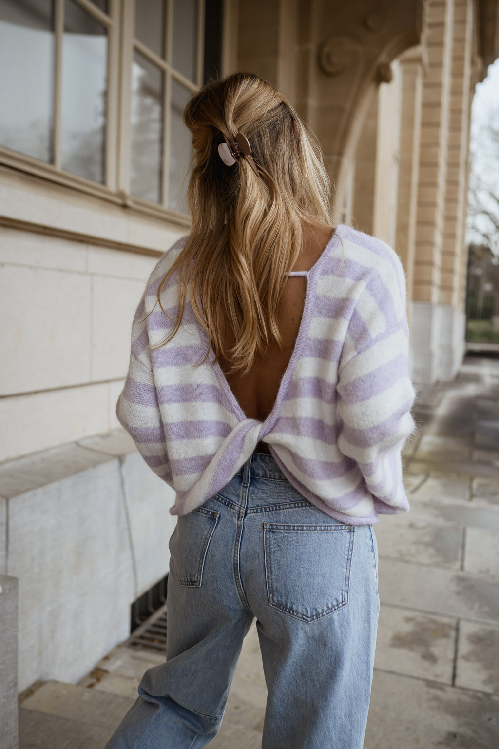 Pull Joha à lignes - lilas