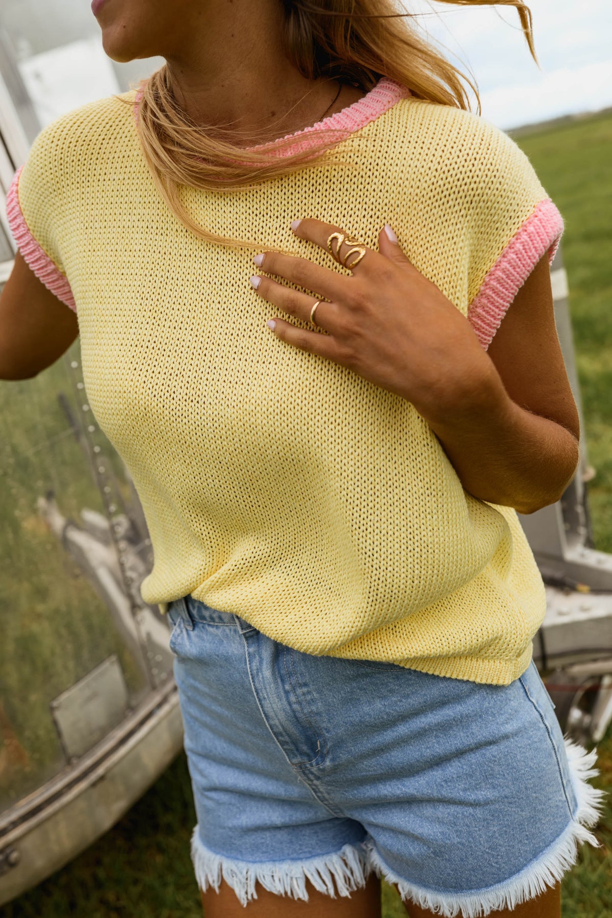 Pull Kathia - jaune et rose