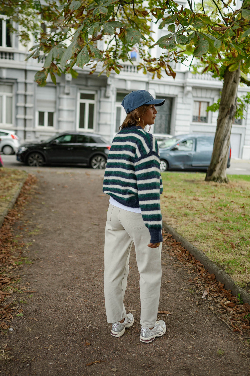 Pull Kay - bleu et vert à lignes