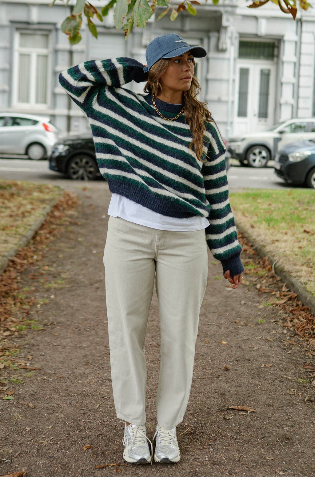 Pull Kay - bleu et vert à lignes