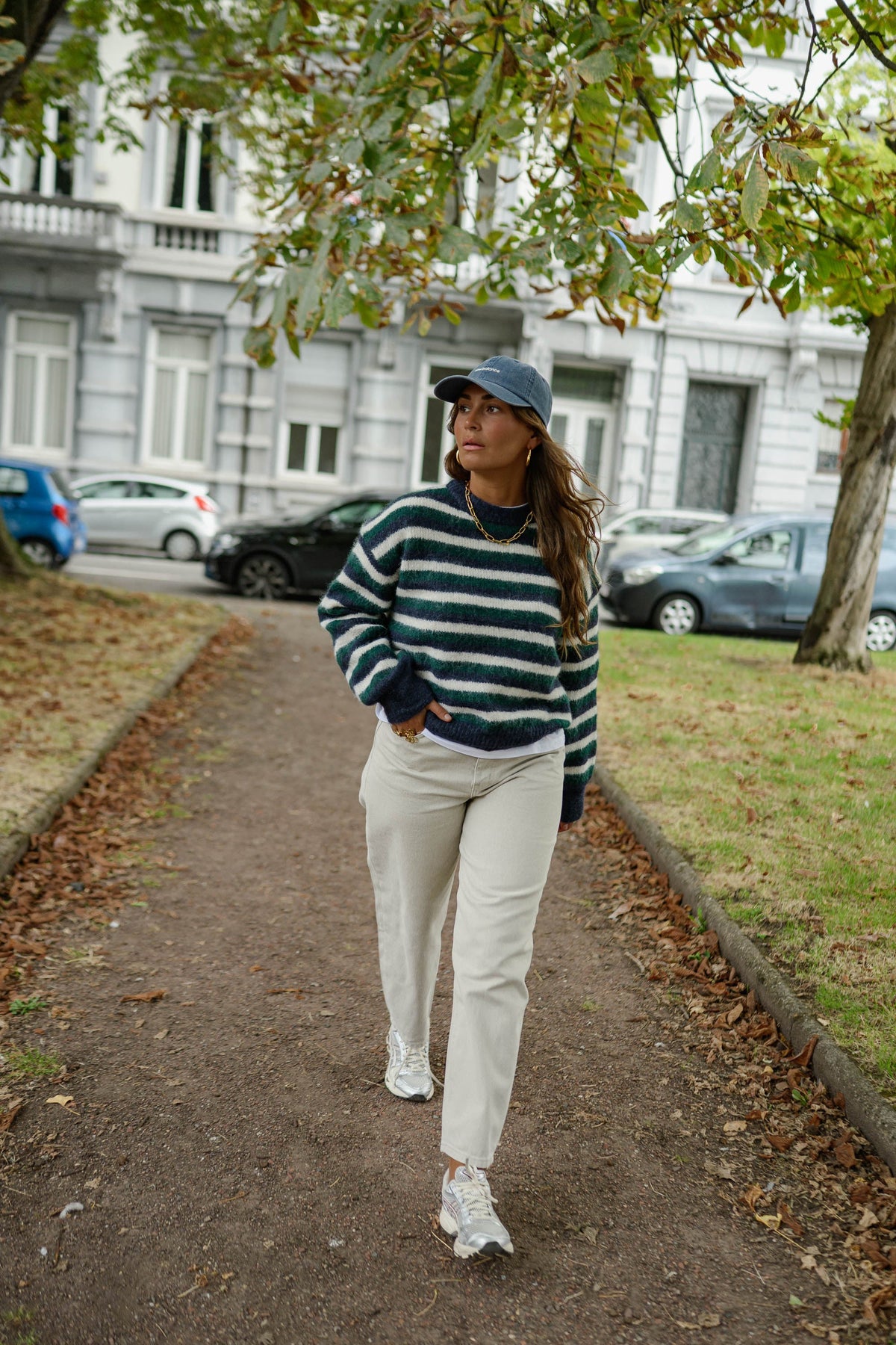 Pull Kay - bleu et vert à lignes