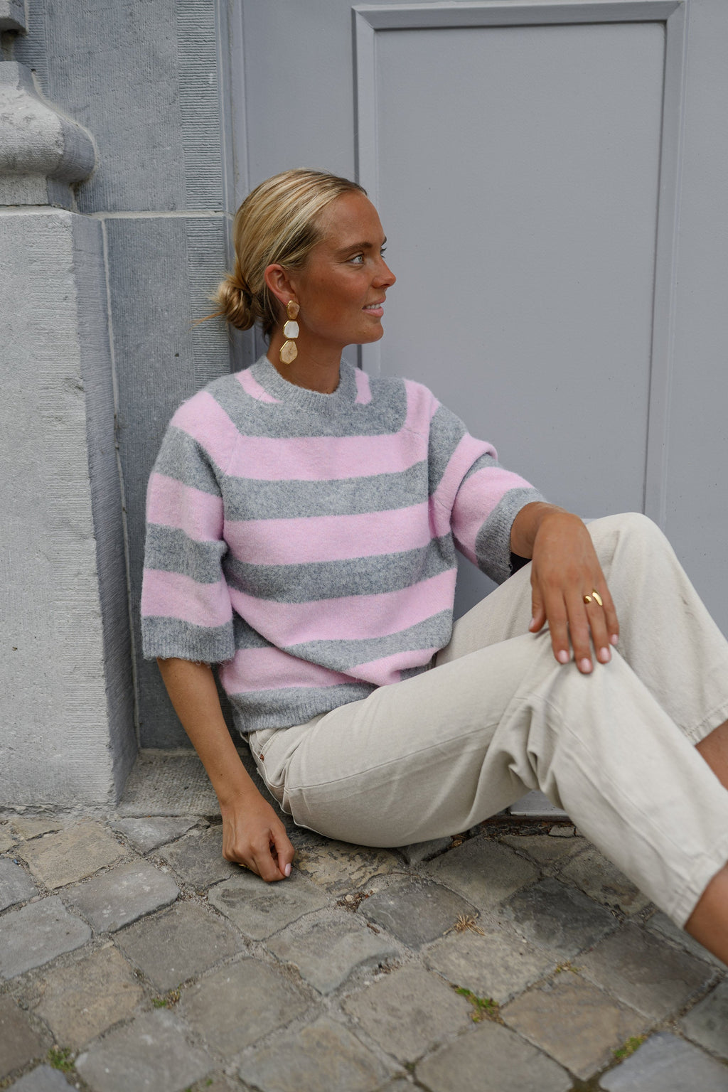 Pull Maelys -  rose et gris