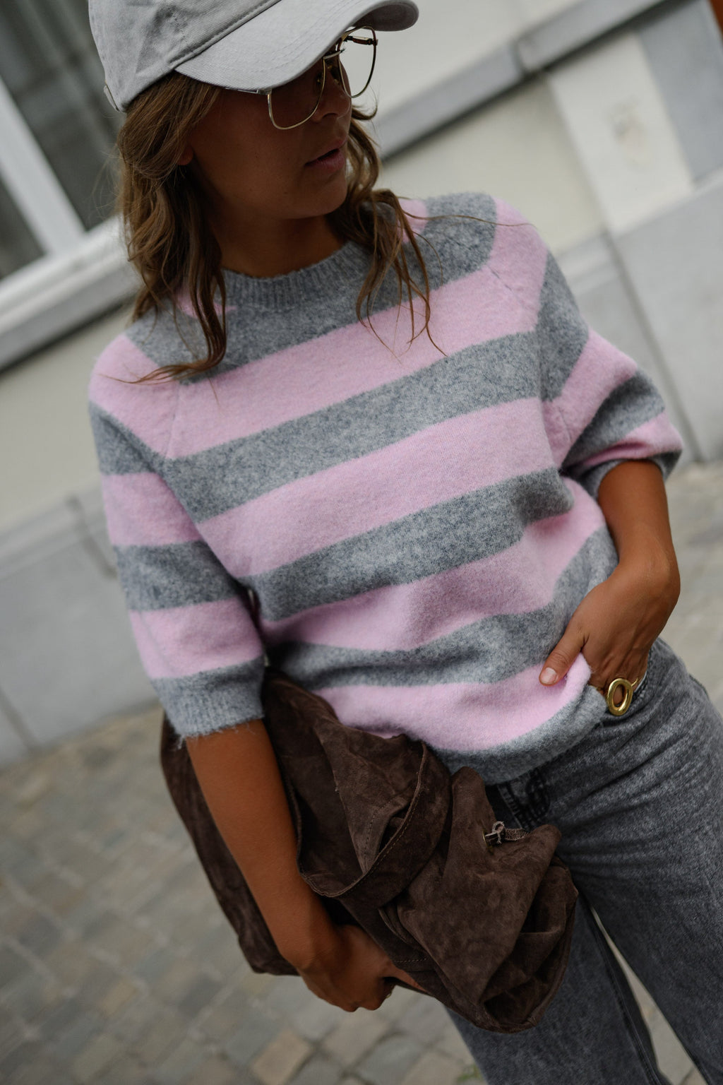 Pull Maelys -  rose et gris