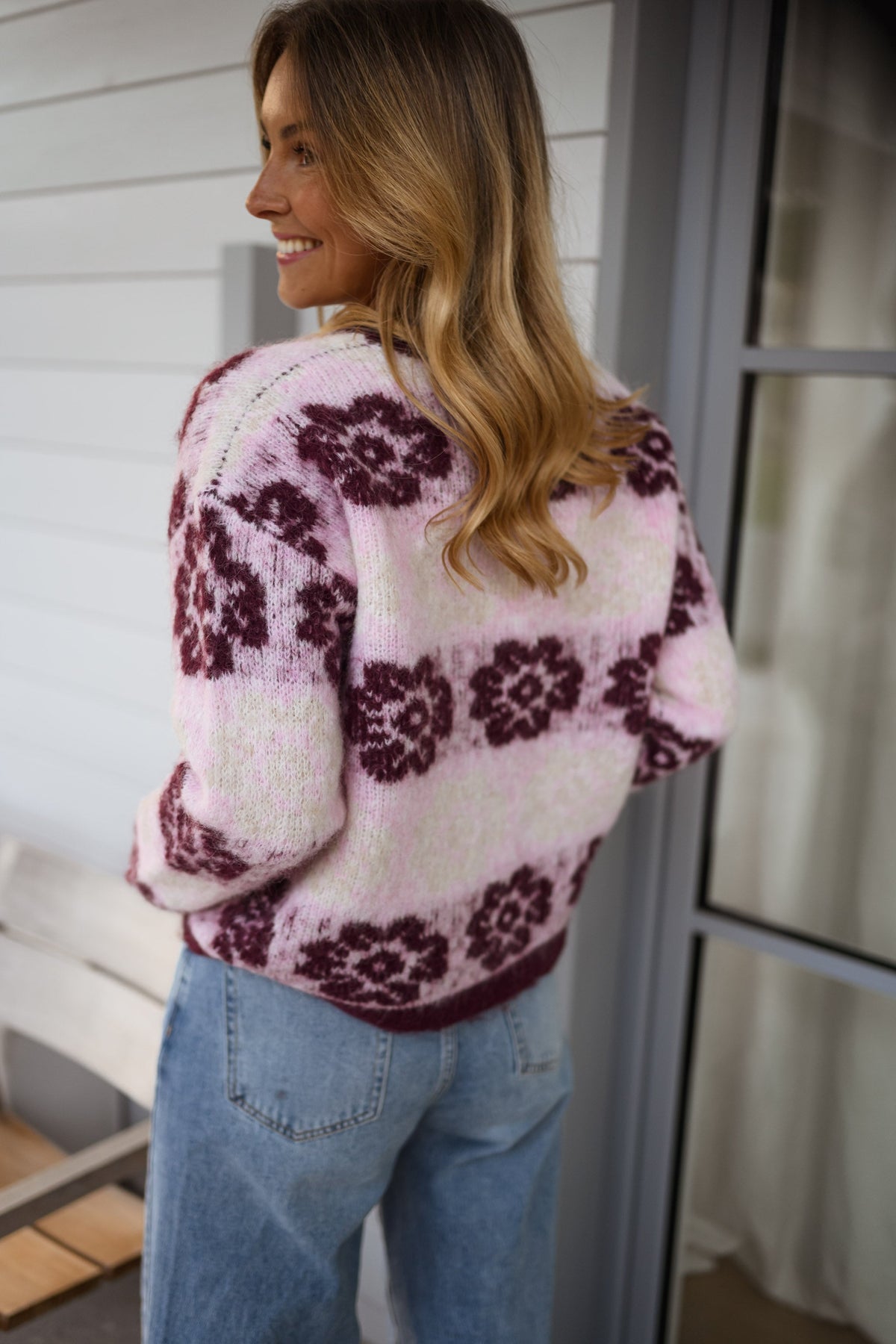 Pull Nesta - rose et bordeaux
