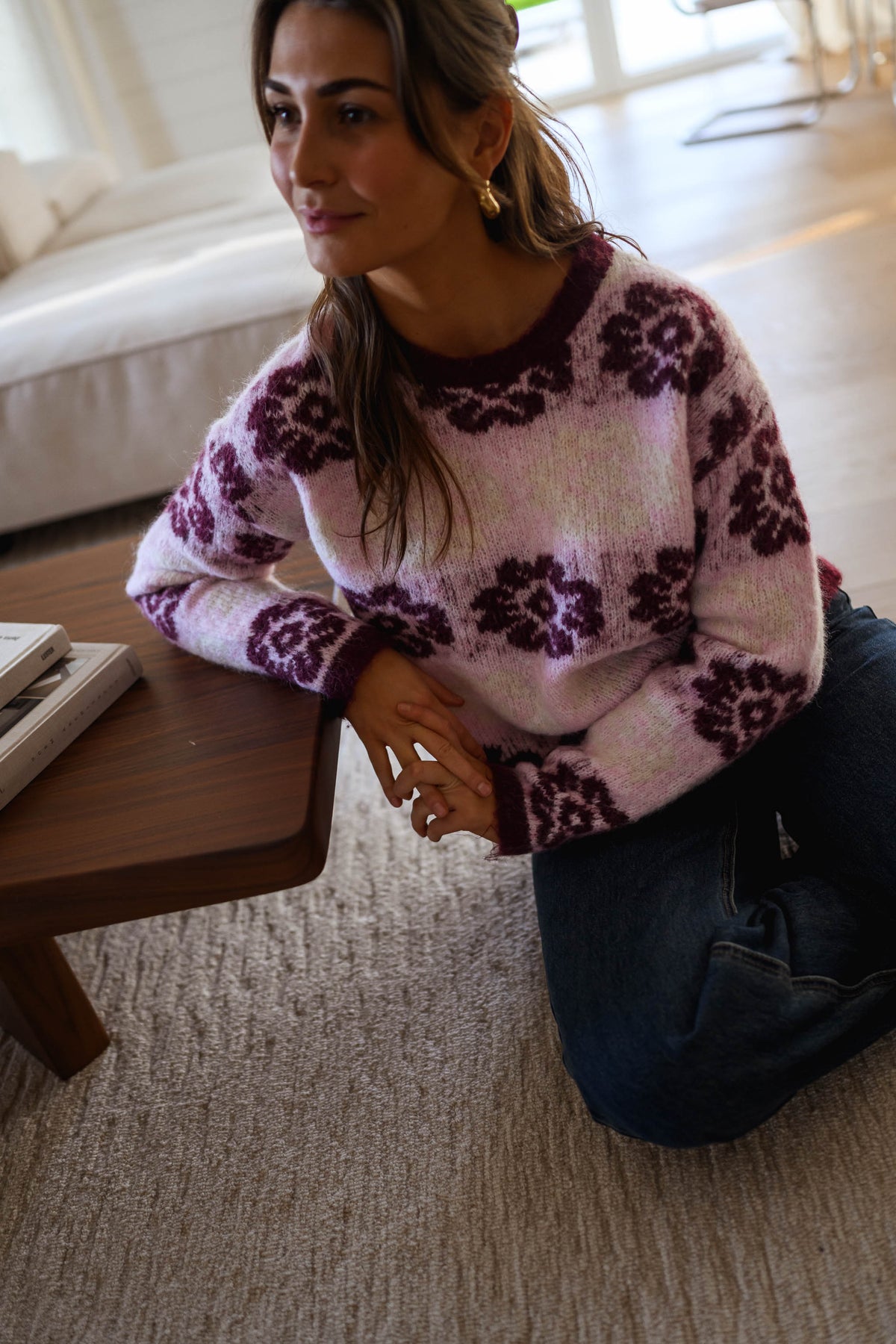 Pull Nesta - rose et bordeaux