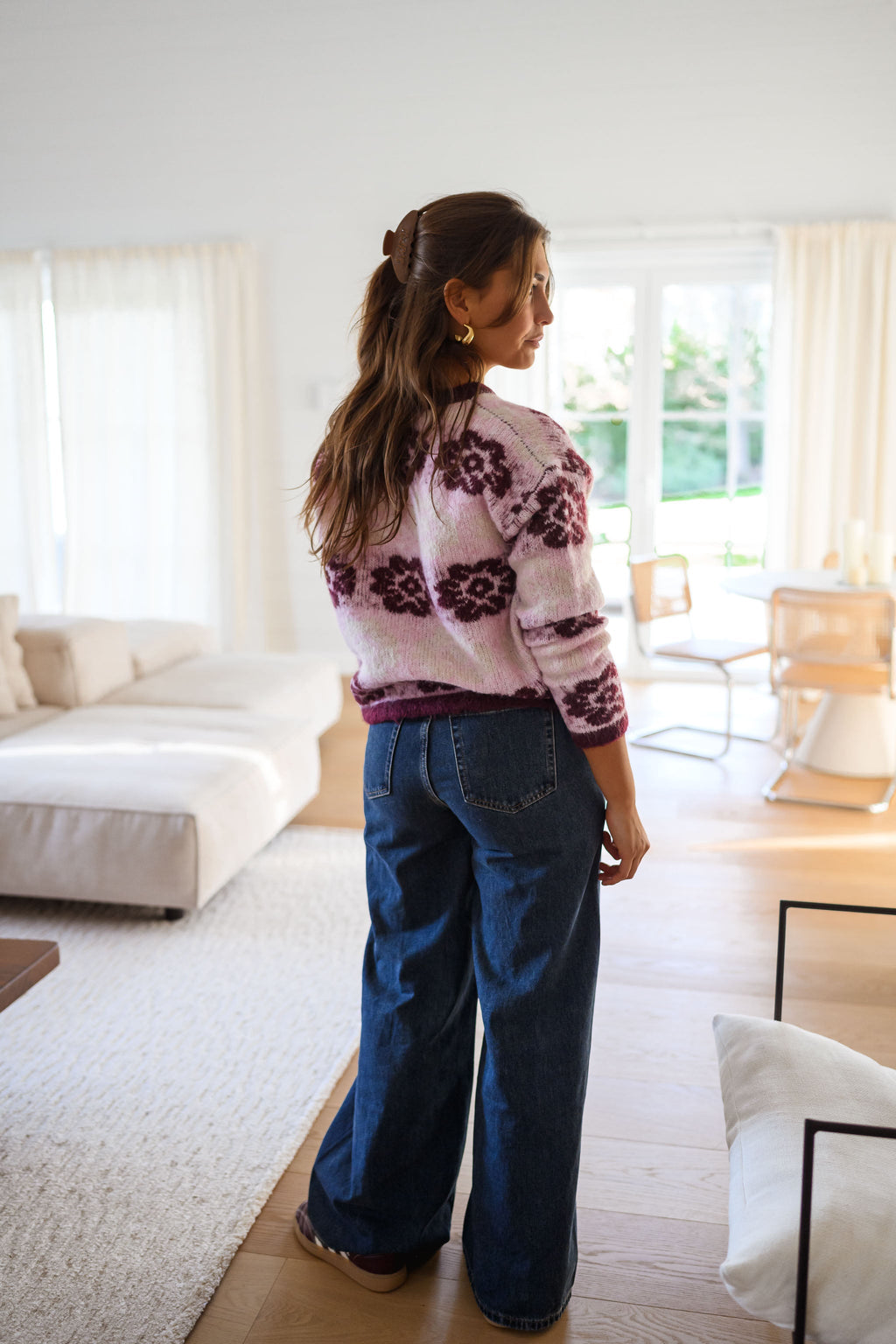 Pull Nesta - rose et bordeaux