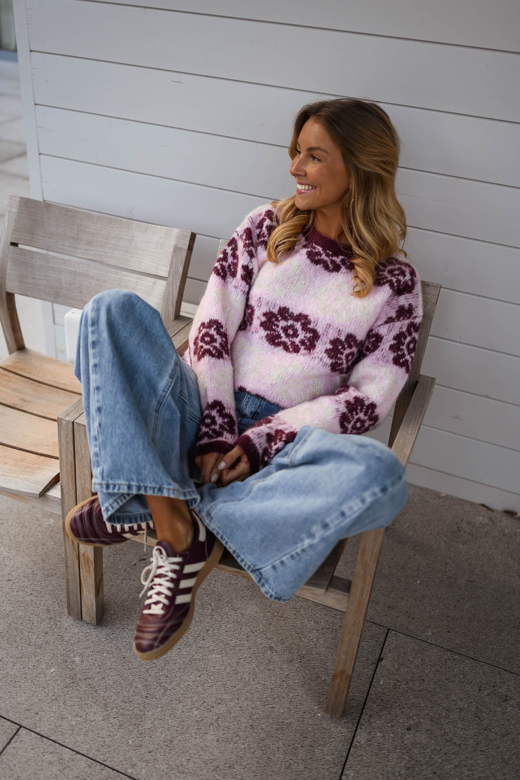 Pull Nesta - rose et bordeaux