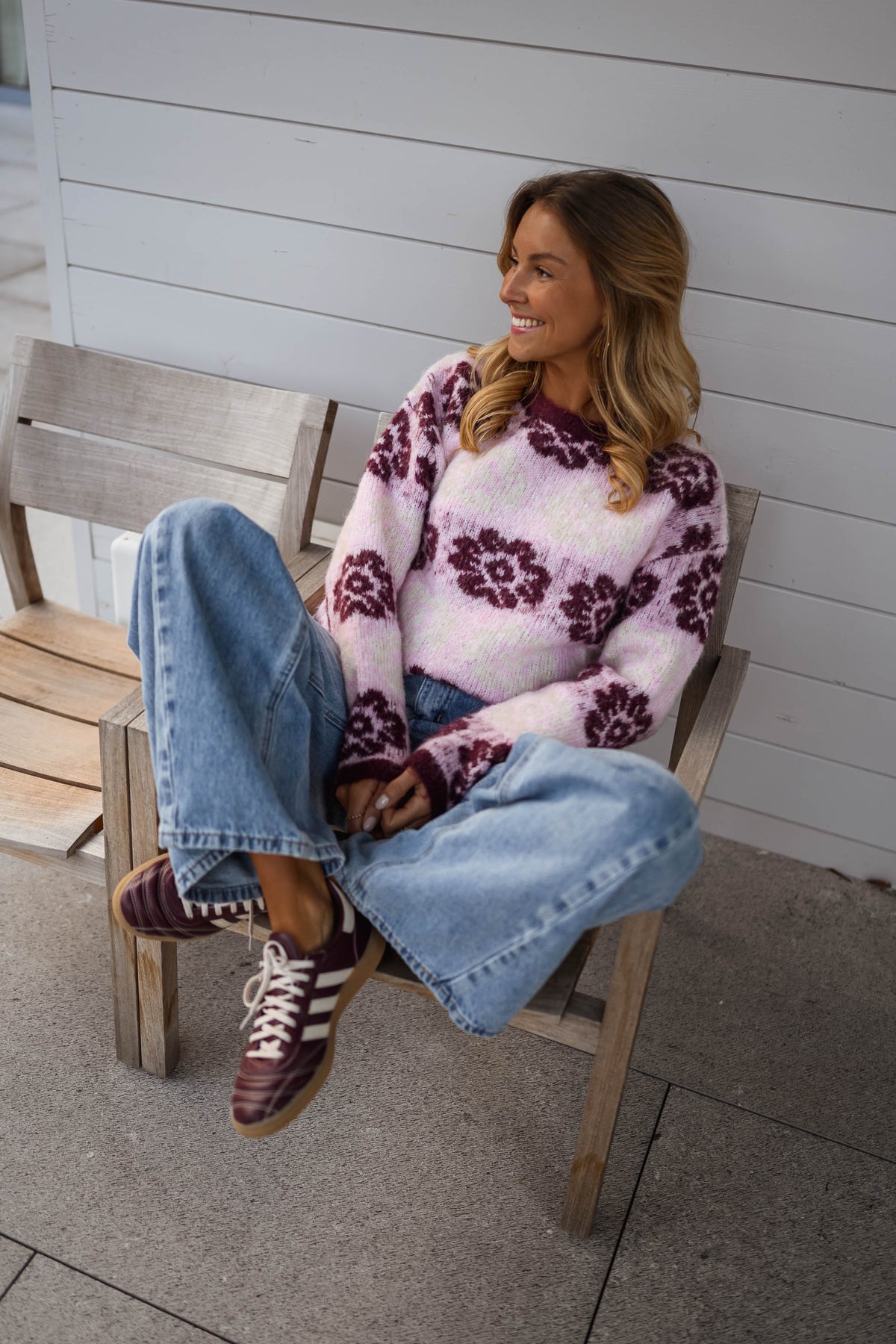 Pull Nesta - rose et bordeaux