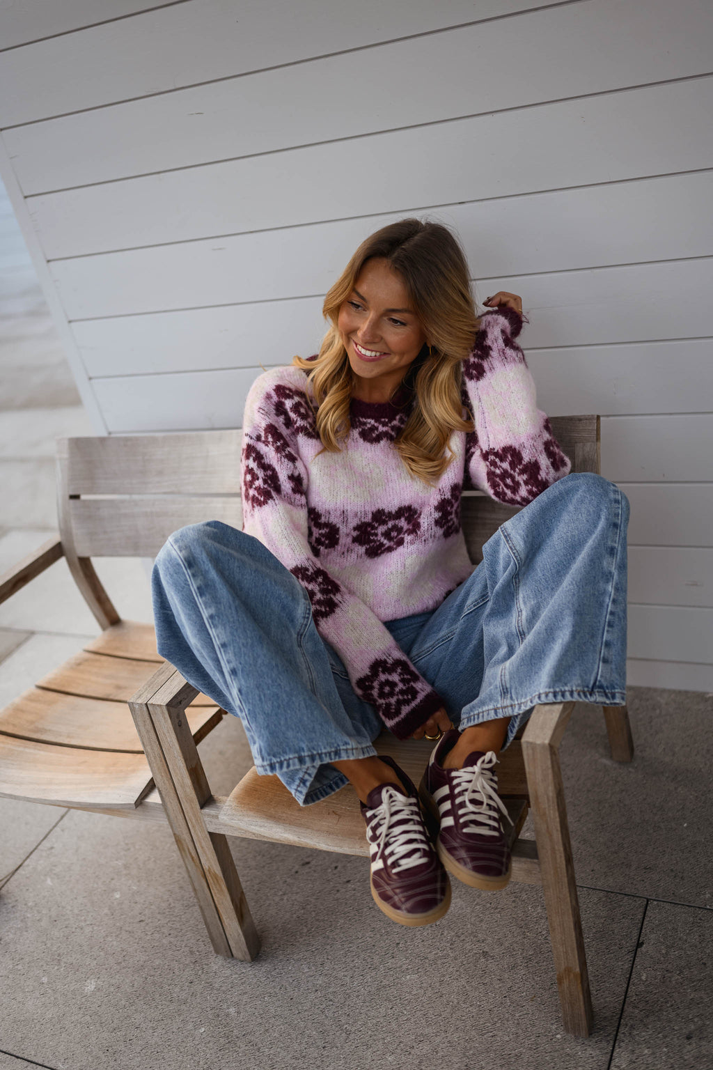Pull Nesta - rose et bordeaux
