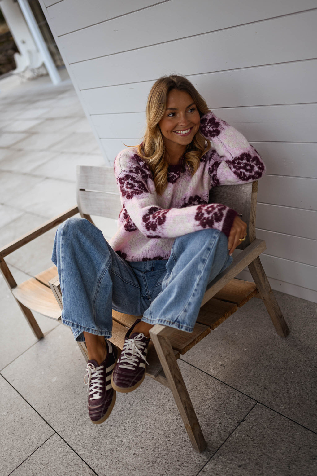 Pull Nesta - rose et bordeaux