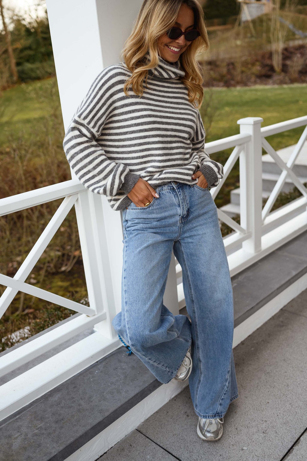 Pull Penelope - gris et écru