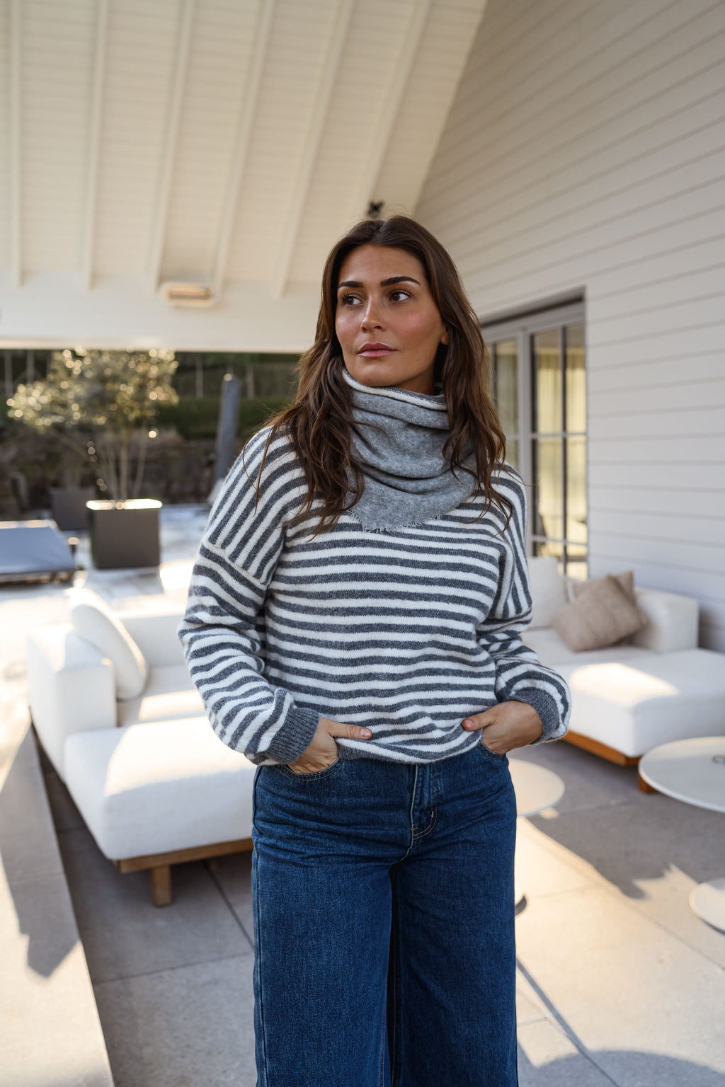 Pull Penelope - gris et écru