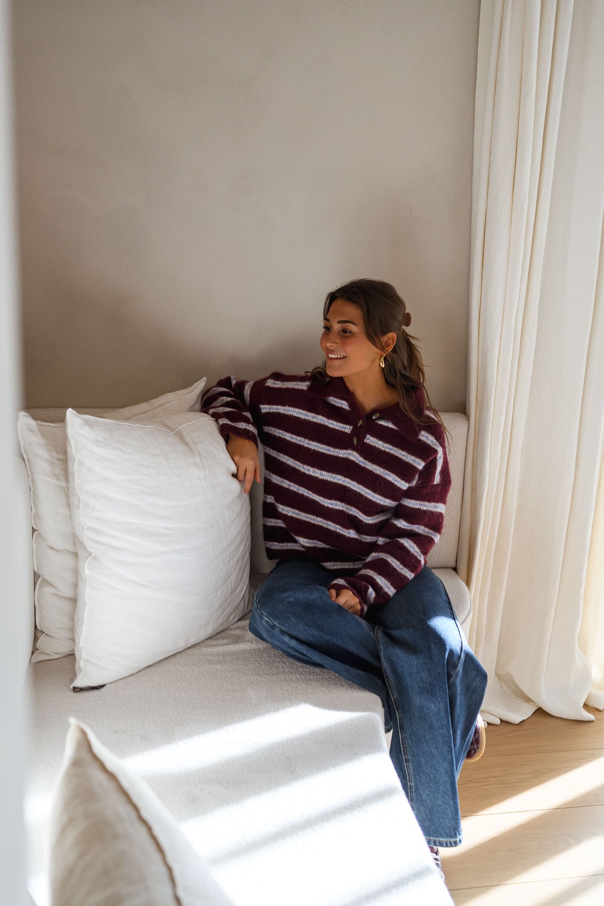Pull Tamlin - bordeaux à lignes