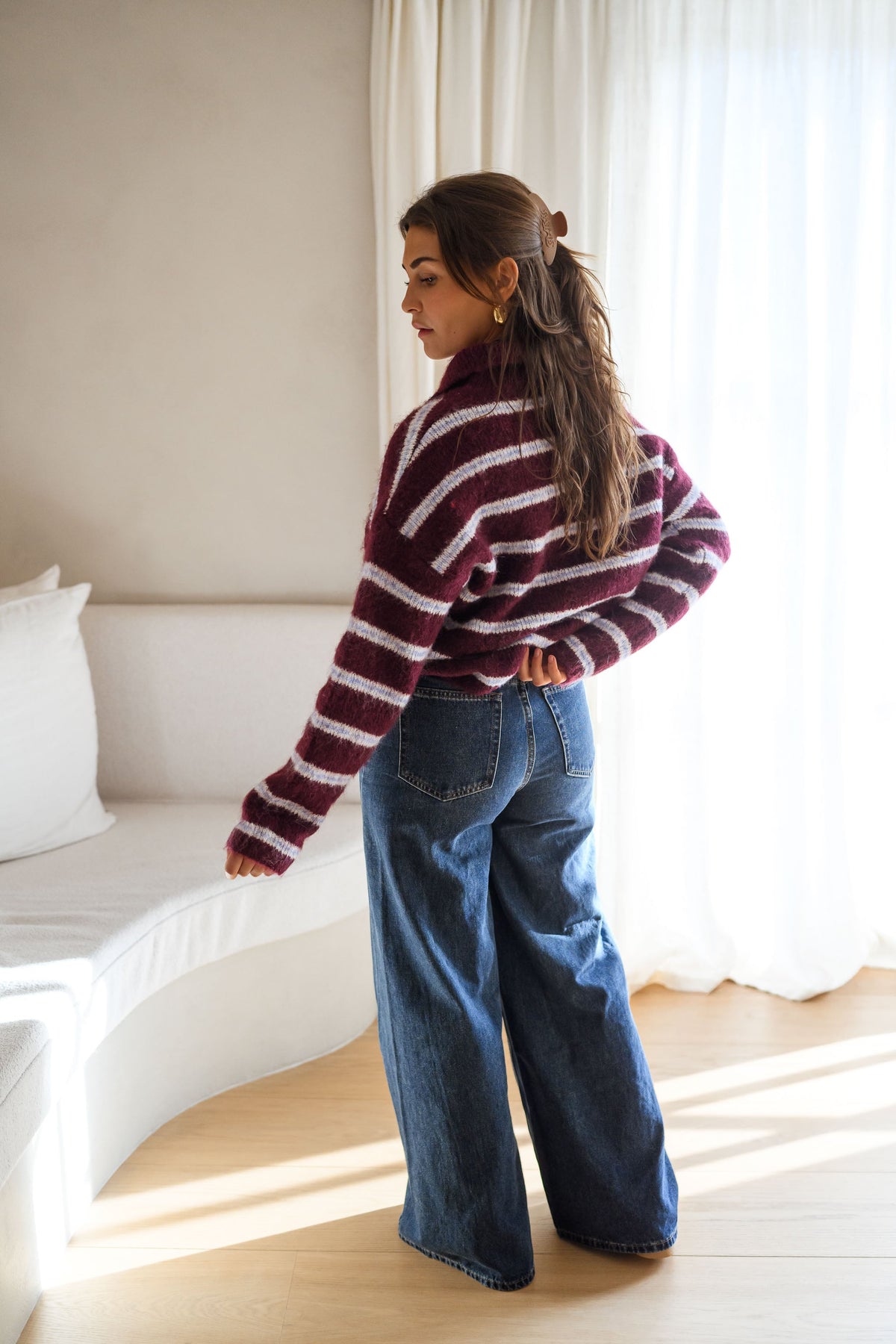 Pull Tamlin - bordeaux à lignes