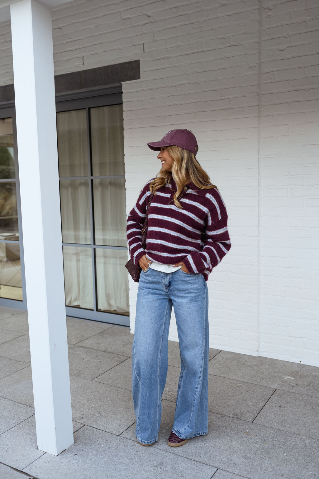 Pull Tamlin - bordeaux à lignes