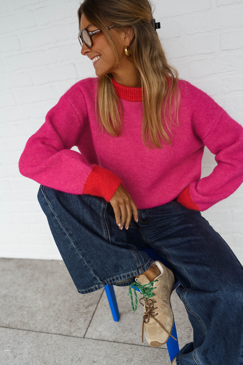 Pull Victoire - rouge et rose