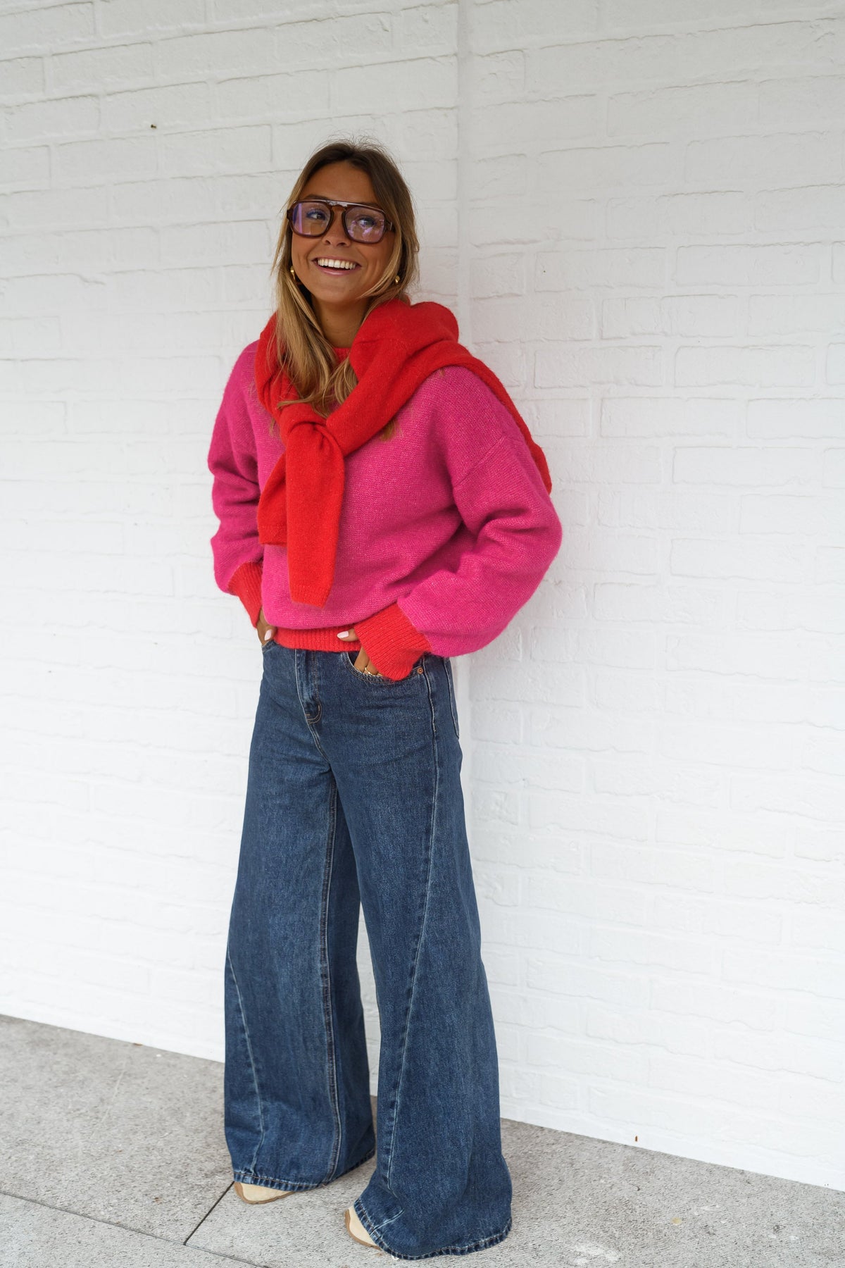 Pull Victoire - rouge et rose