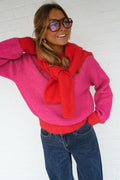 Pull Victoire - rouge et rose