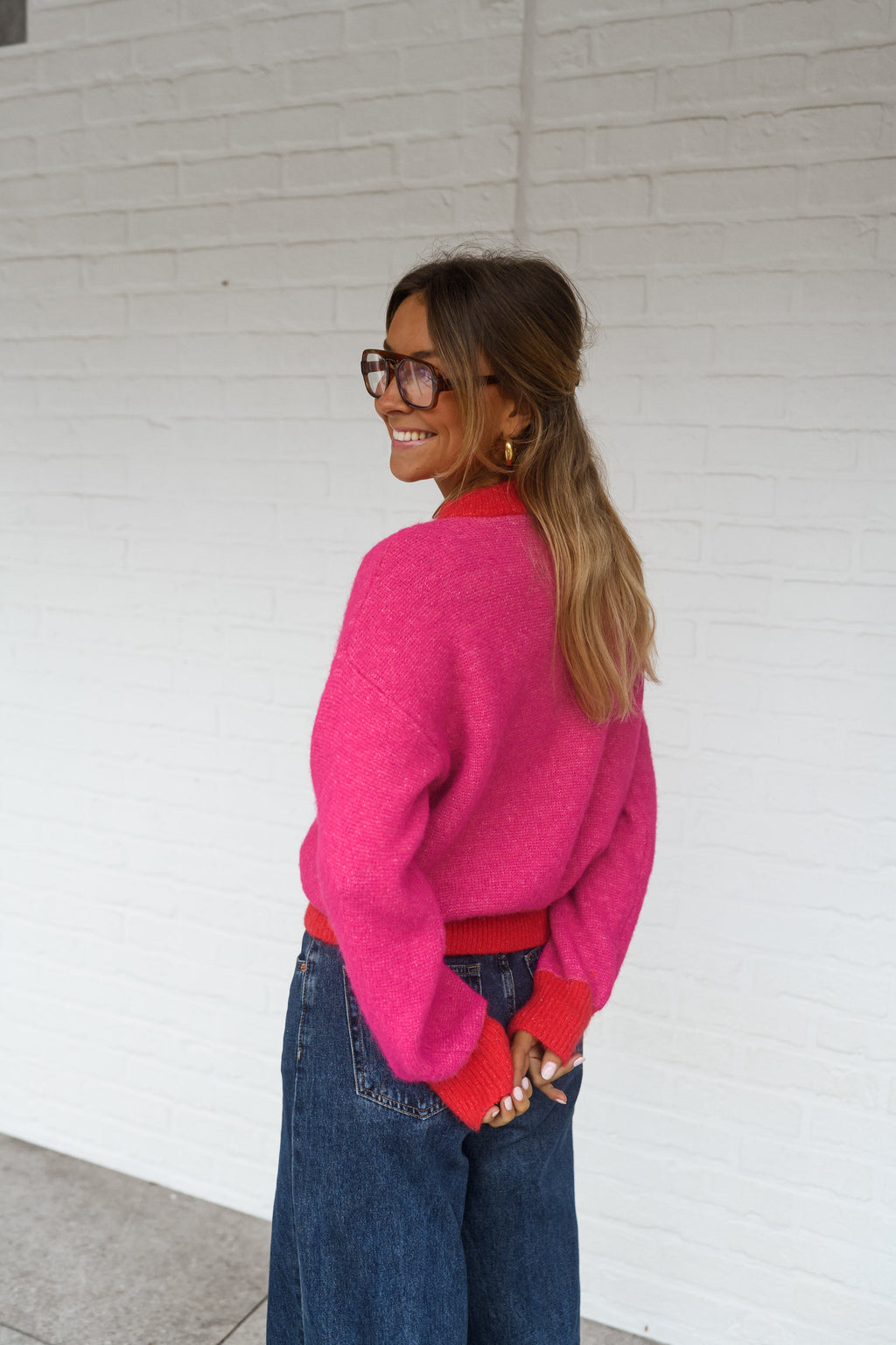 Pull Victoire - rouge et rose