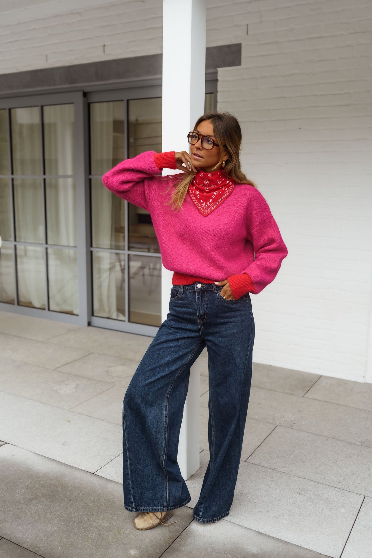 Pull Victoire - rouge et rose