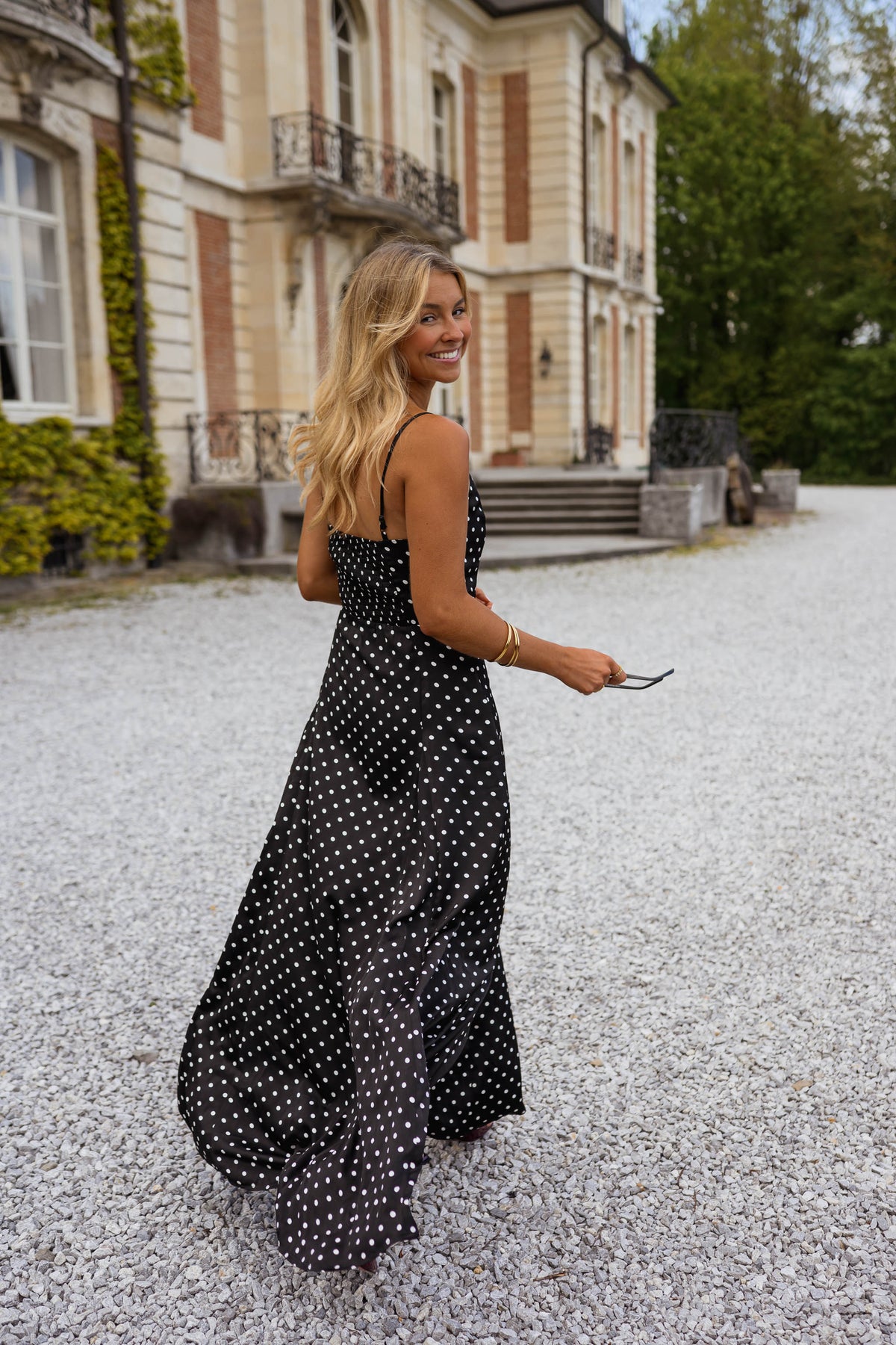 Robe Adelaïde - noire à pois