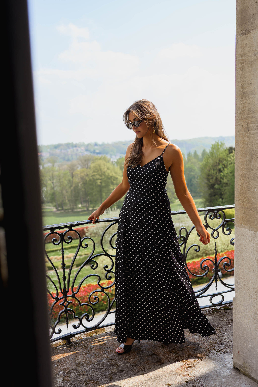 Robe Adelaïde - noire à pois
