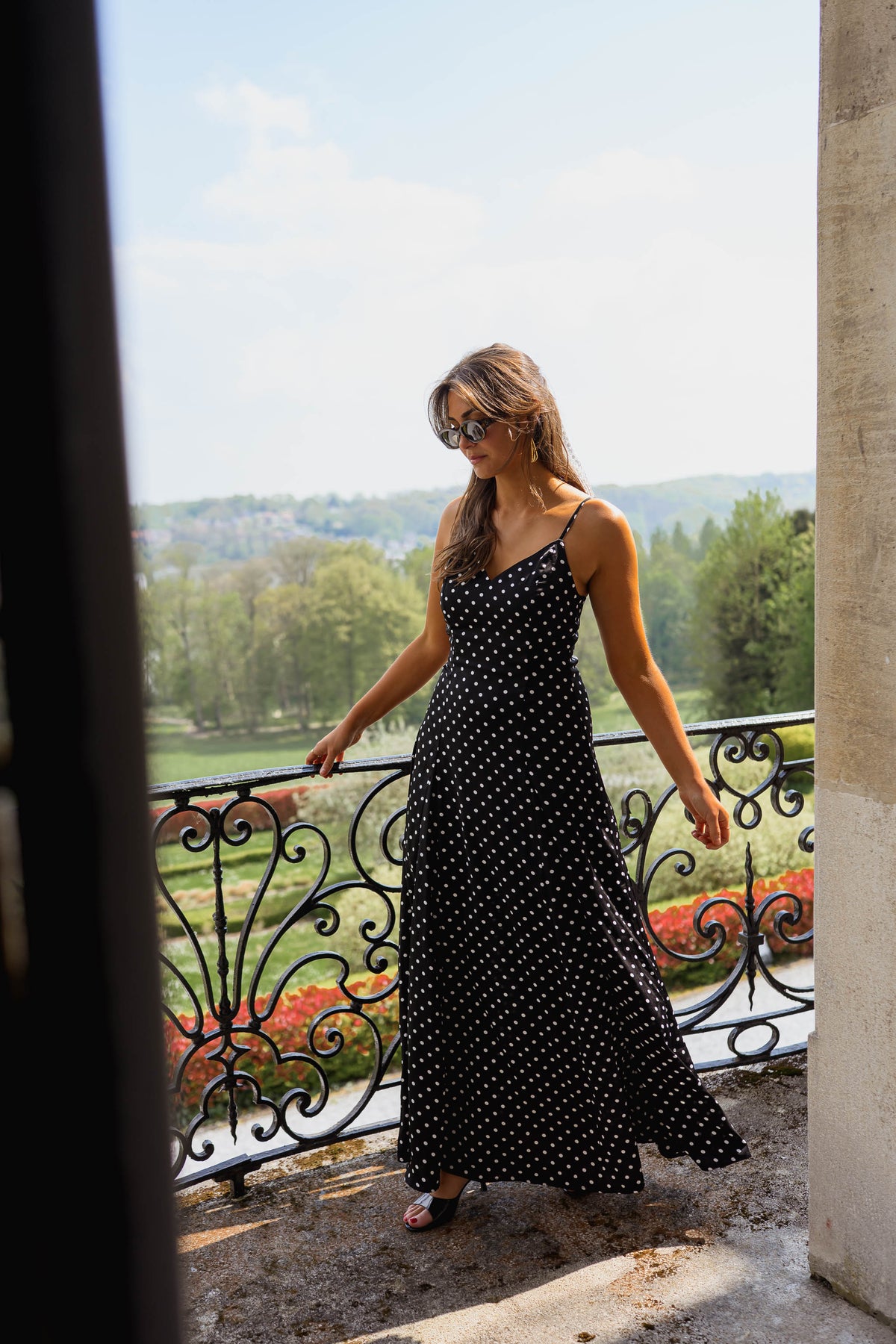Robe Adelaïde - noire à pois