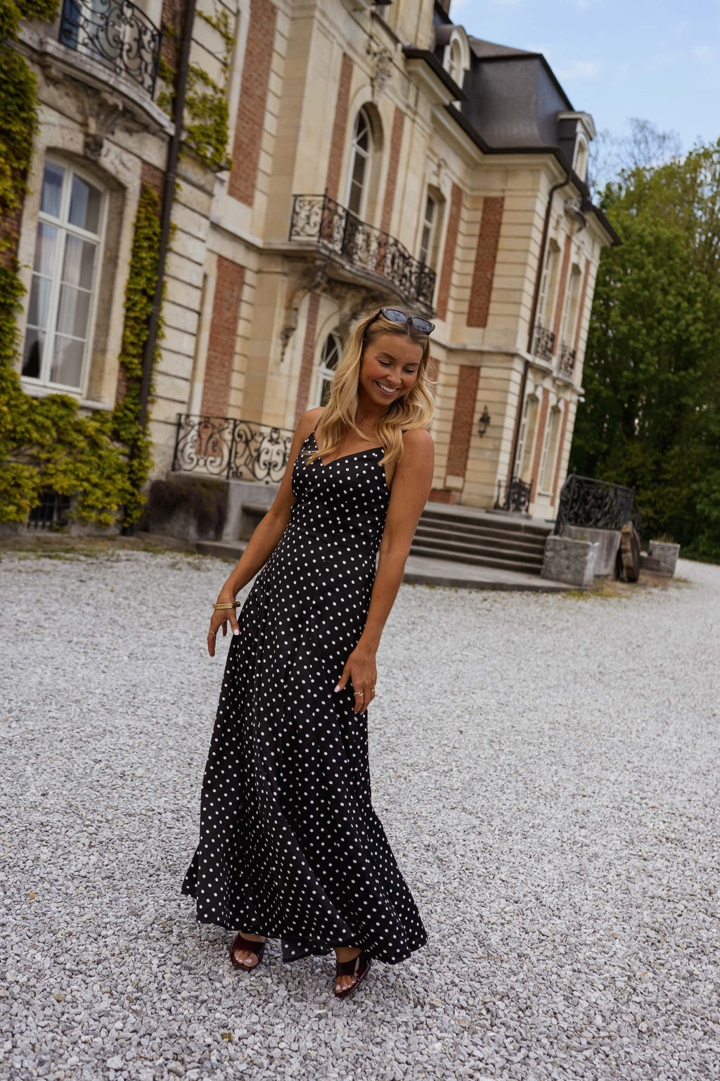 Robe Adelaïde - noire à pois