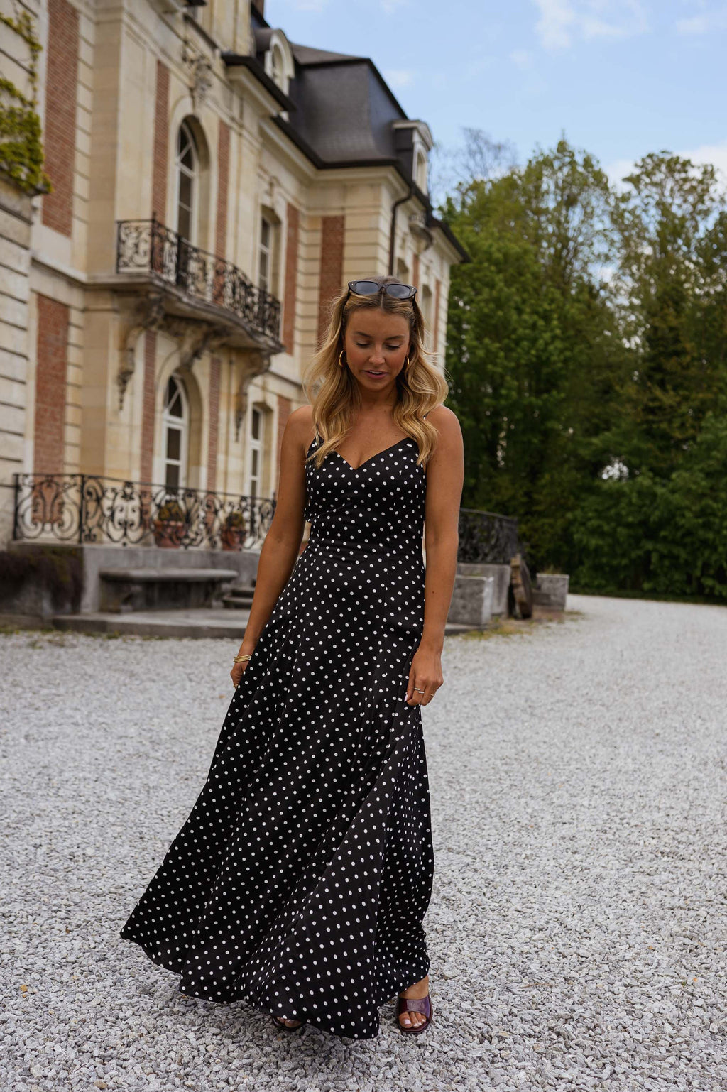 Robe Adelaïde - noire à pois