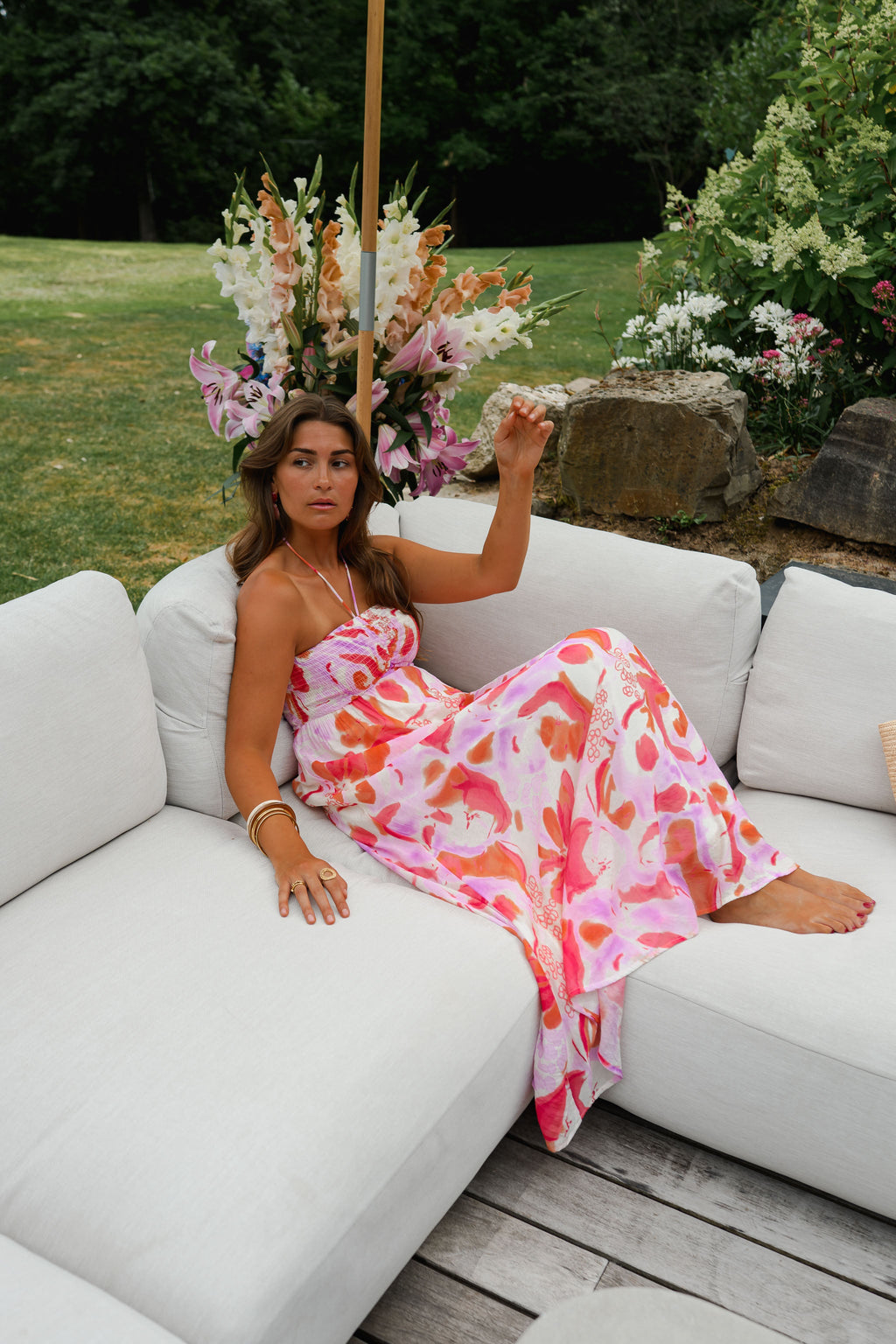Robe Agathe - orange à motifs