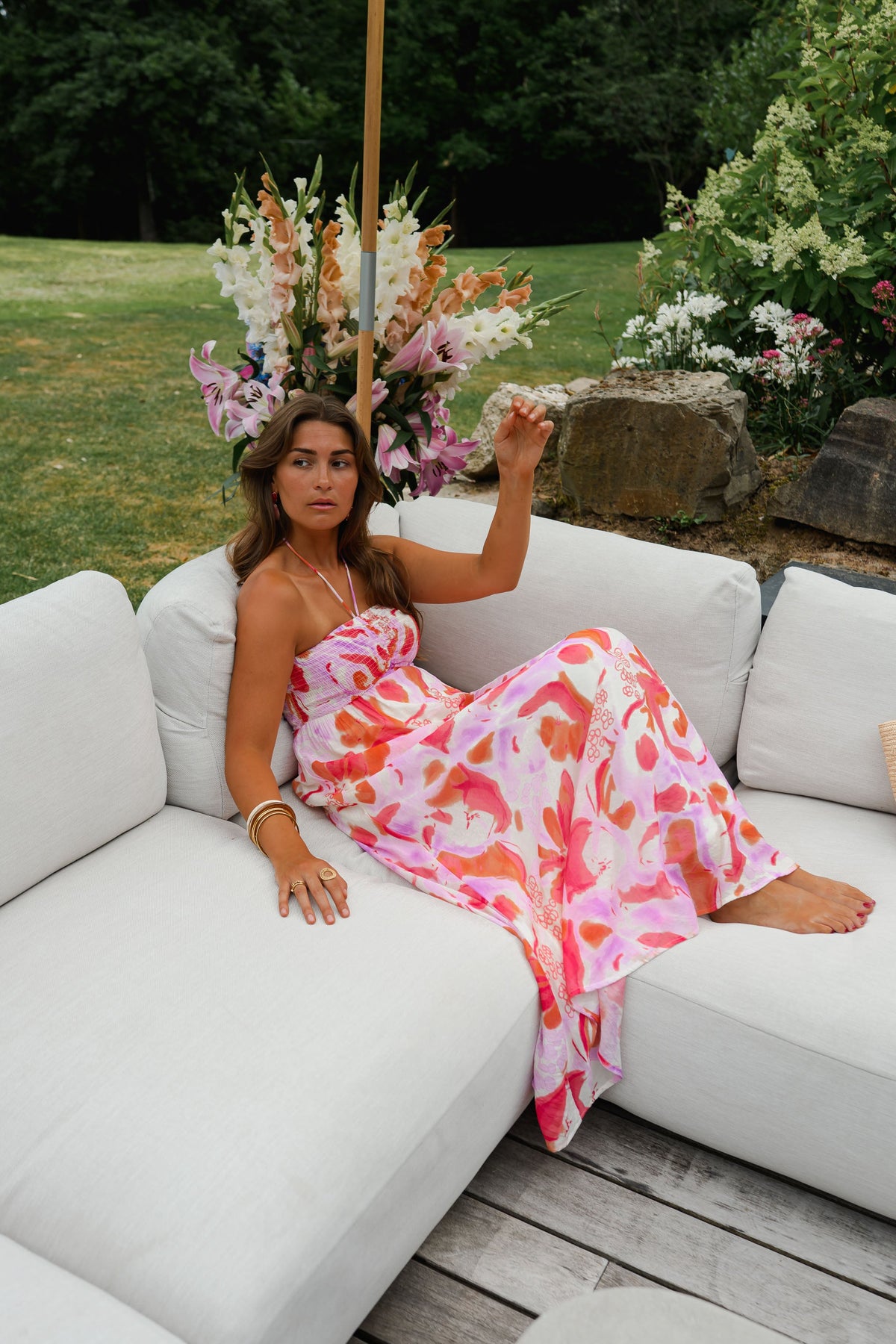 Robe Agathe - orange à motifs
