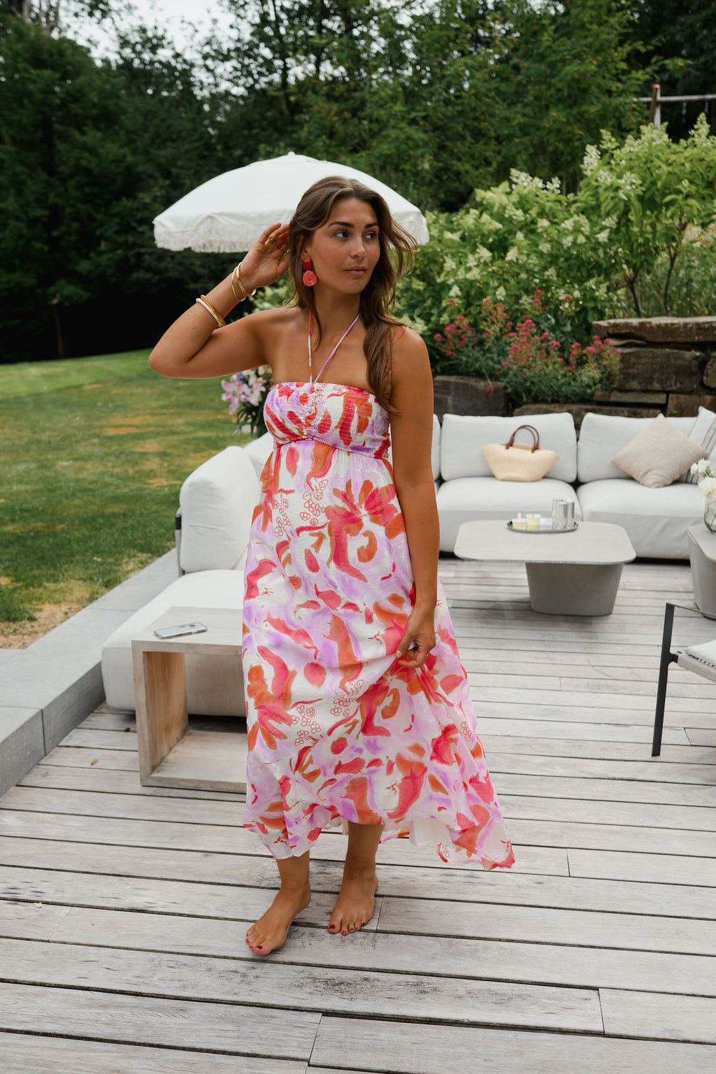 Robe Agathe - orange à motifs