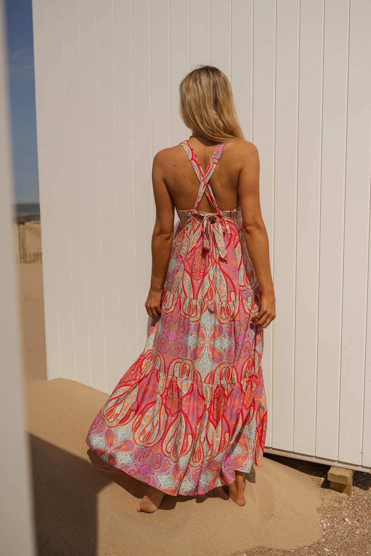 Robe Agathe - rose à motifs