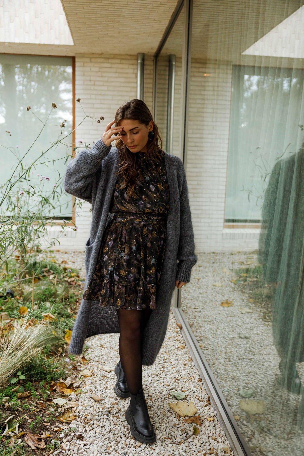 Robe Alexandra - noire à motifs