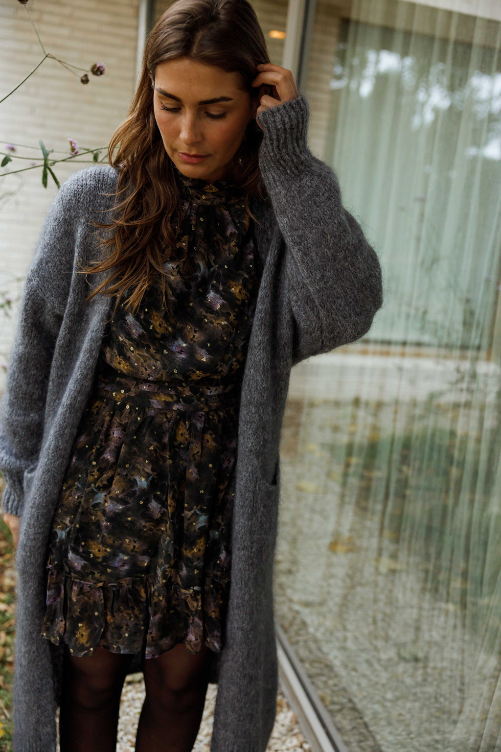 Robe Alexandra - noire à motifs