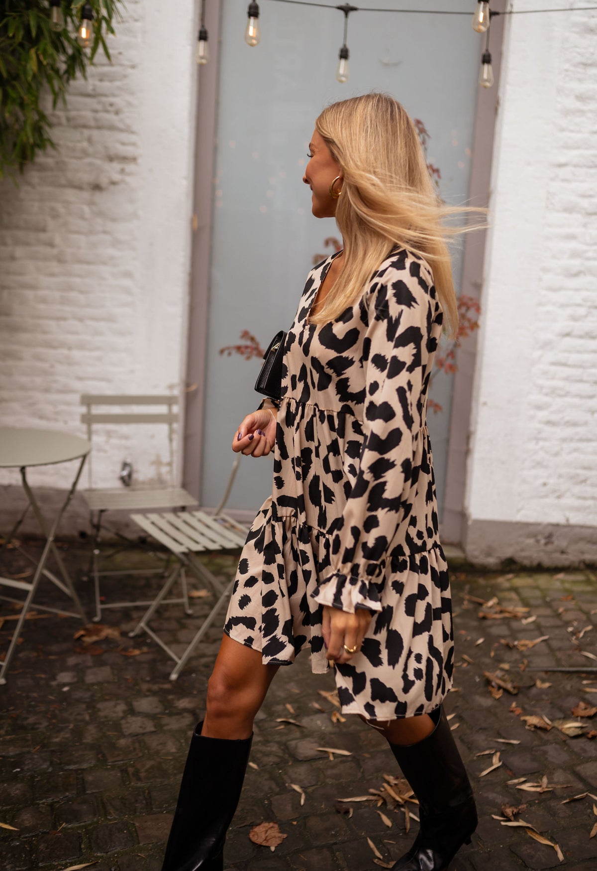 Robe Anatole - beige à motifs léopard