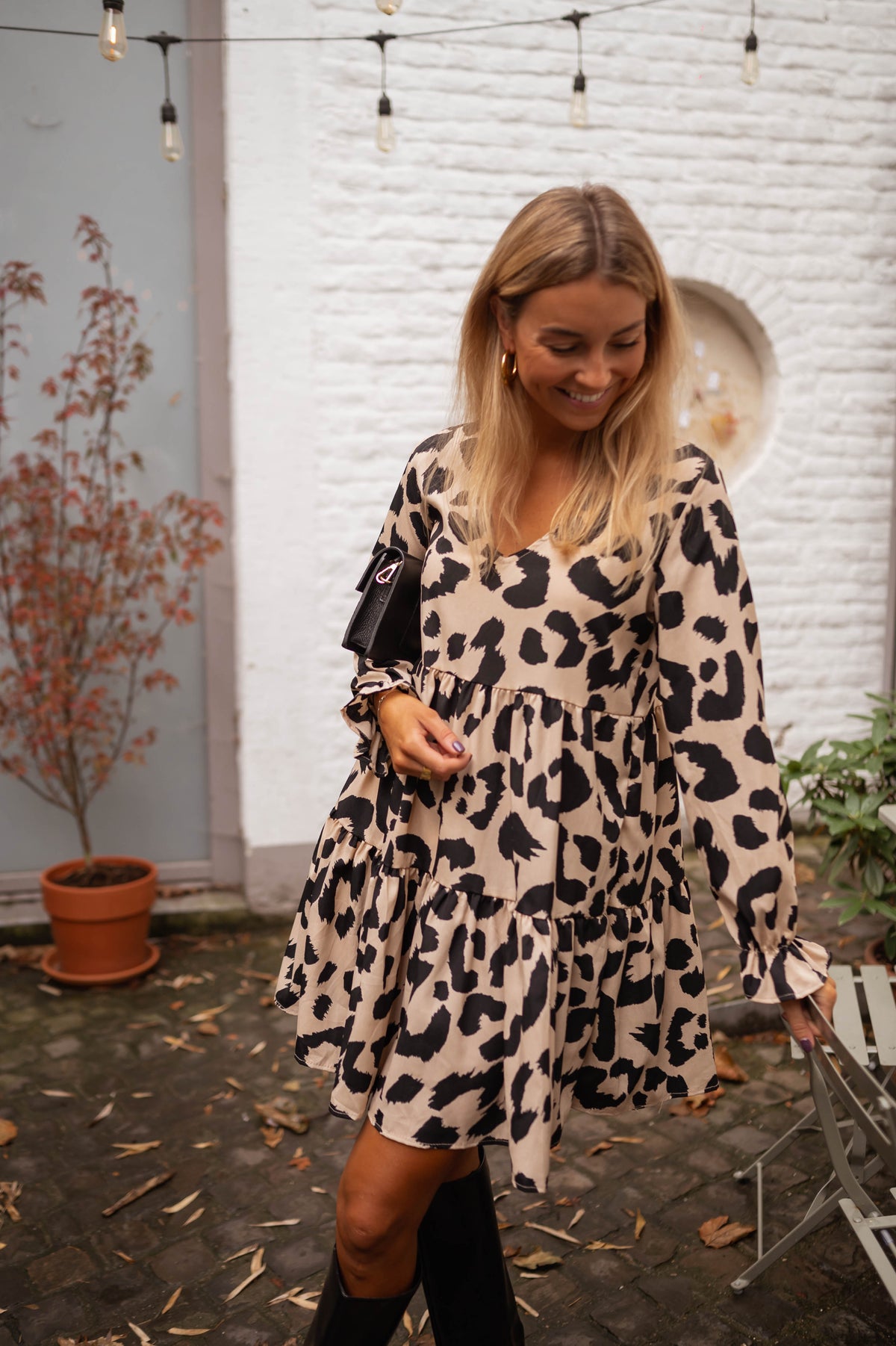 Robe Anatole - beige à motifs léopard