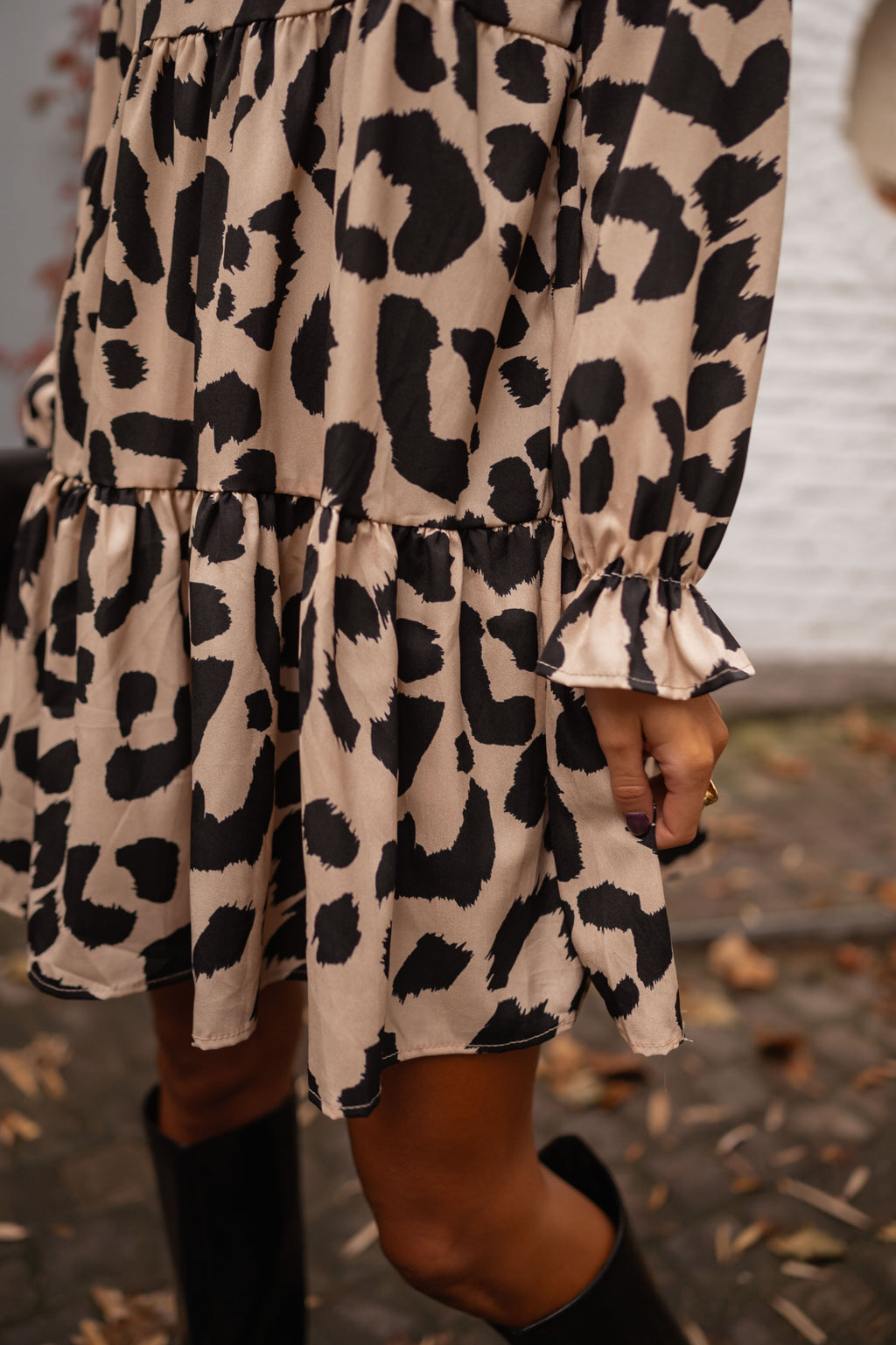 Robe Anatole - beige à motifs léopard
