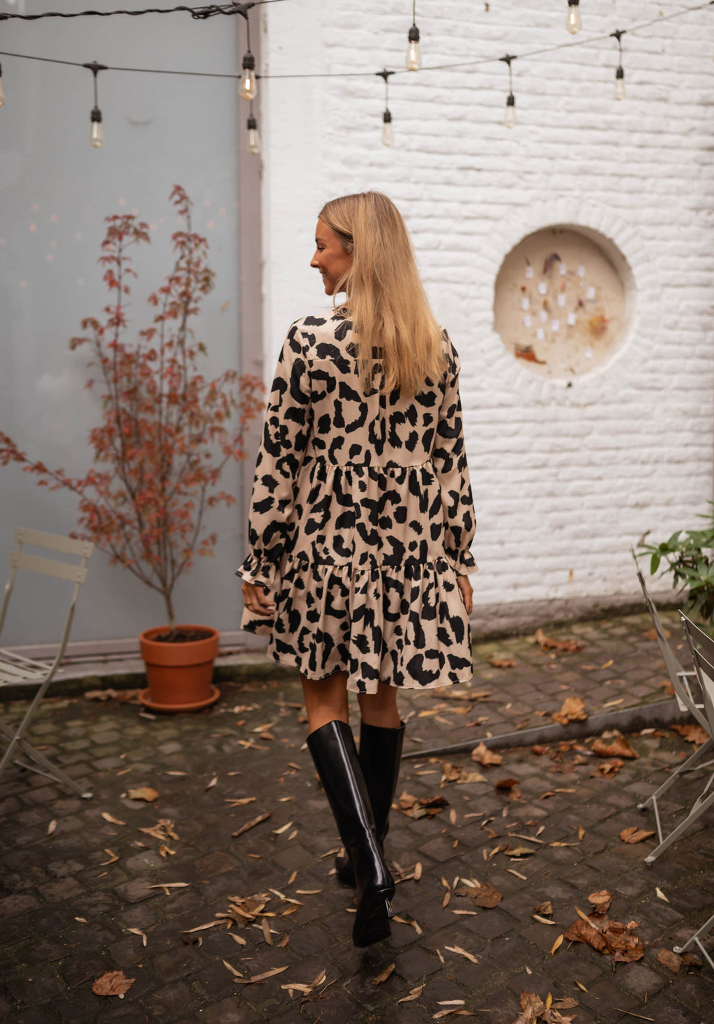 Robe Anatole - beige à motifs léopard