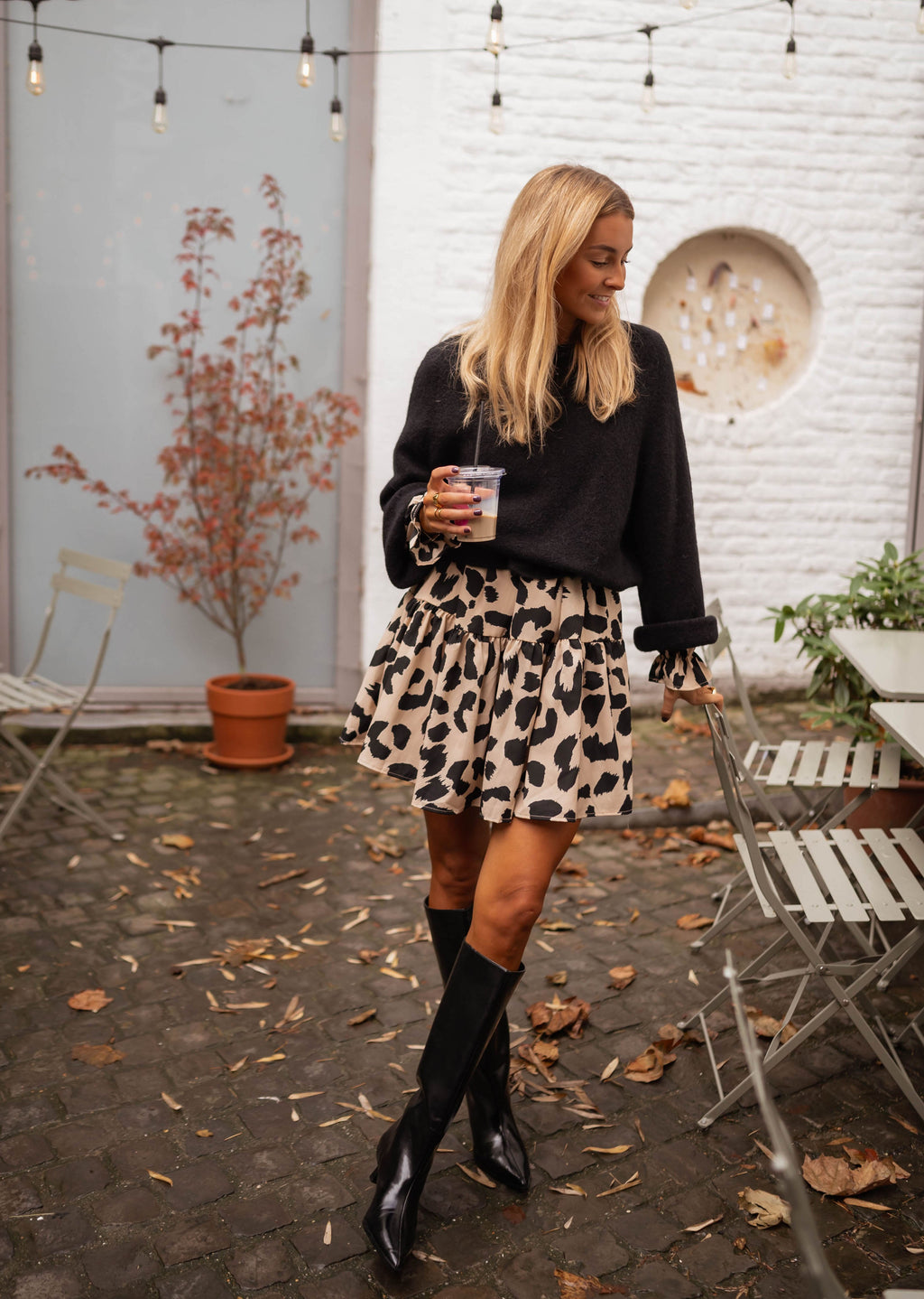 Robe Anatole - beige à motifs léopard