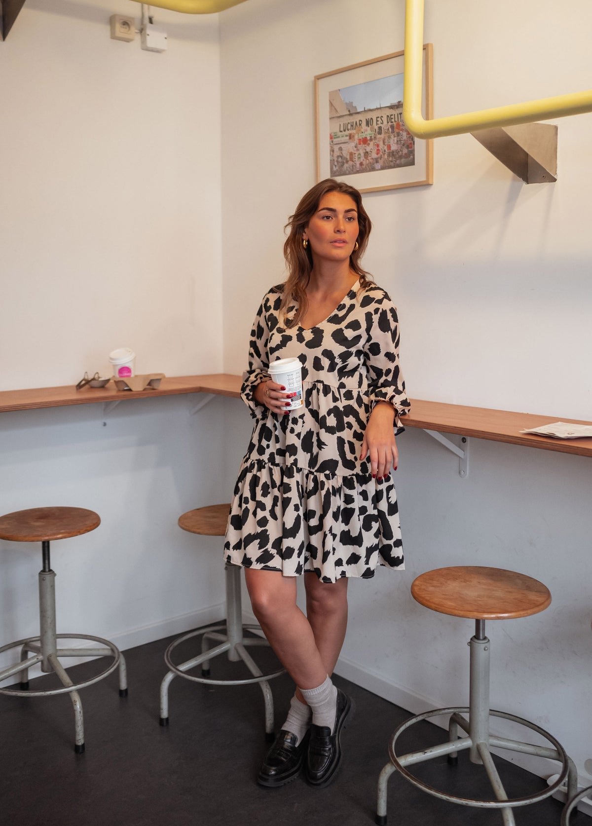 Robe Anatole - beige à motifs léopard