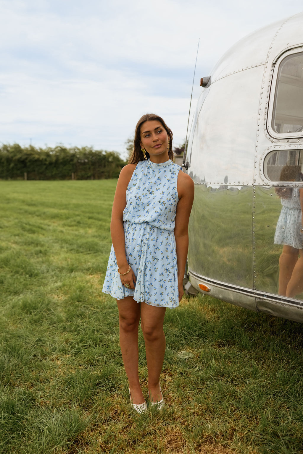 Robe Axelle - bleue à fleurs
