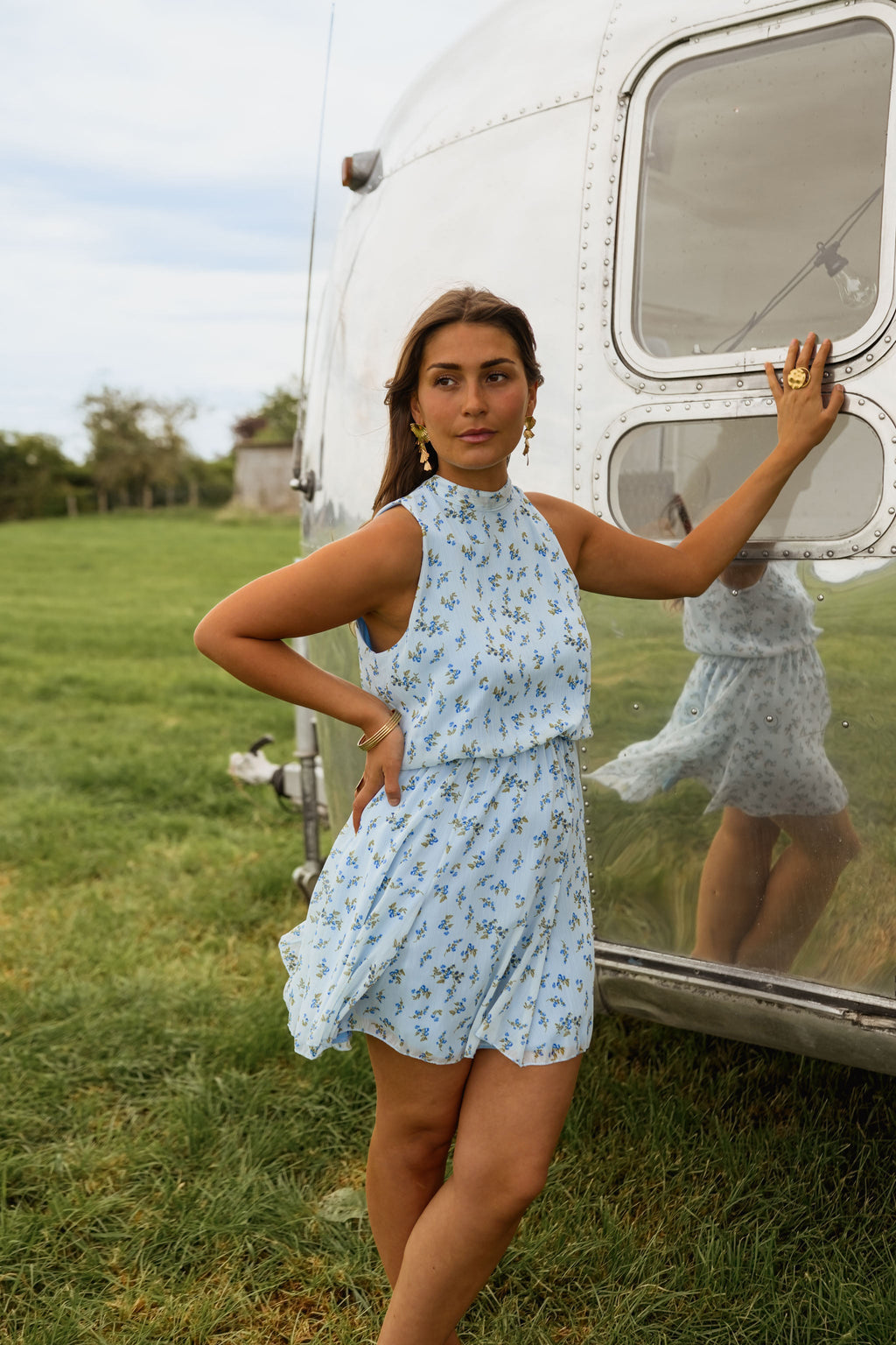 Robe Axelle - bleue à fleurs