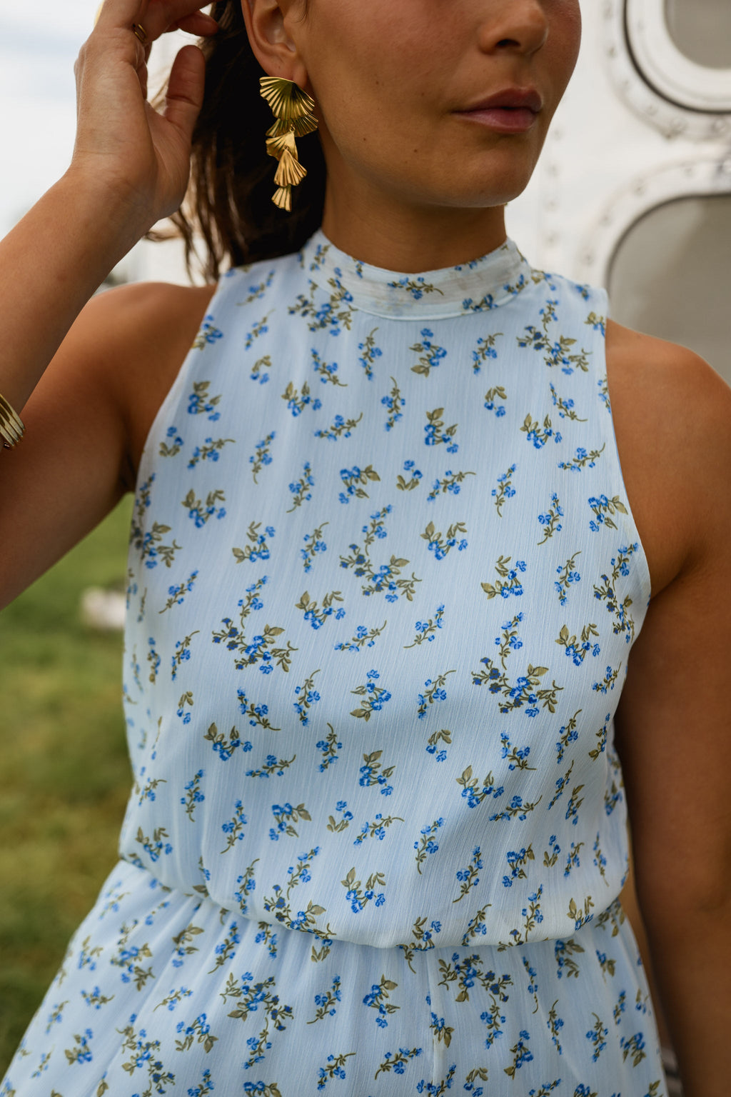 Robe Axelle - bleue à fleurs