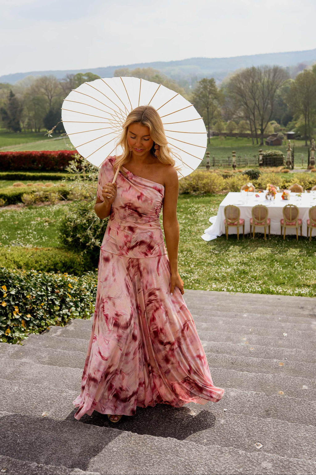 Robe Christy - rose à motifs