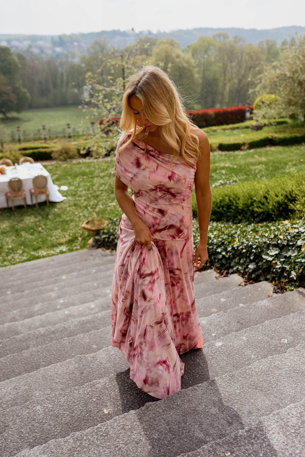 Robe Christy - rose à motifs